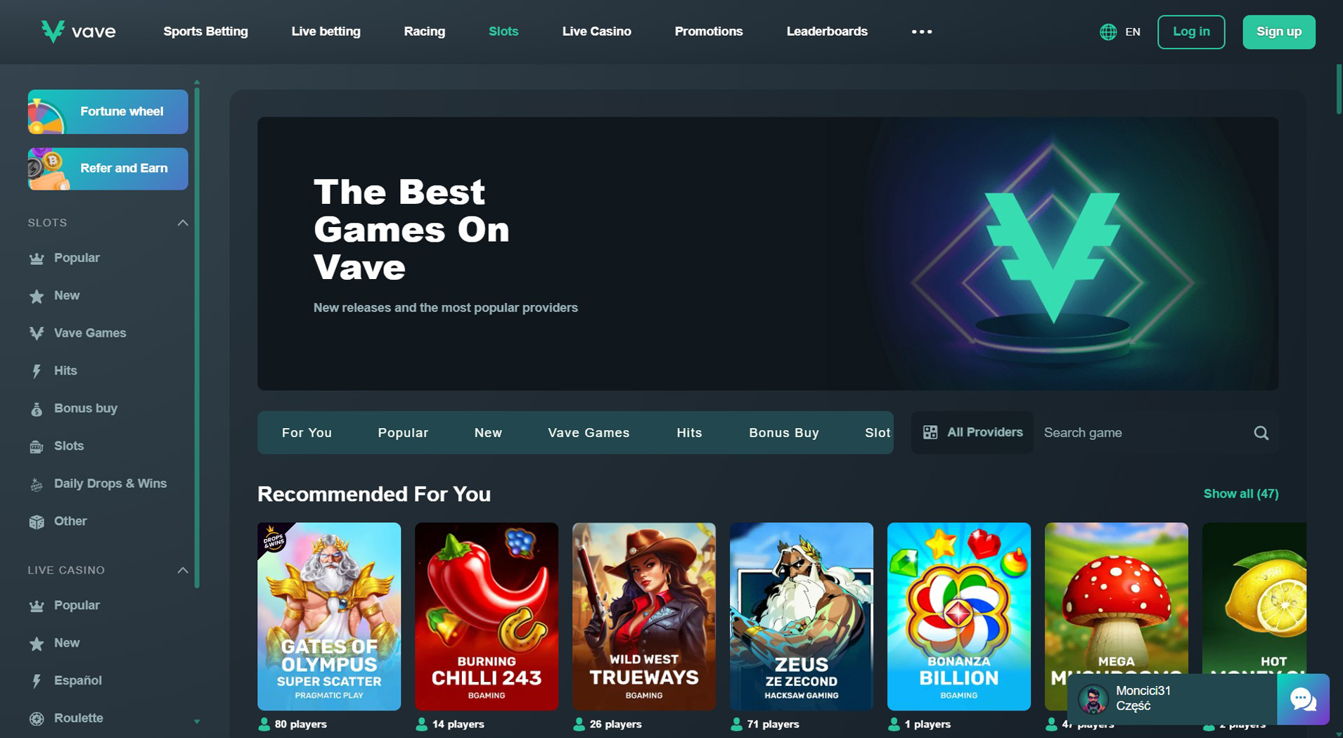 4. Vave - Trusted XRP Casino Option